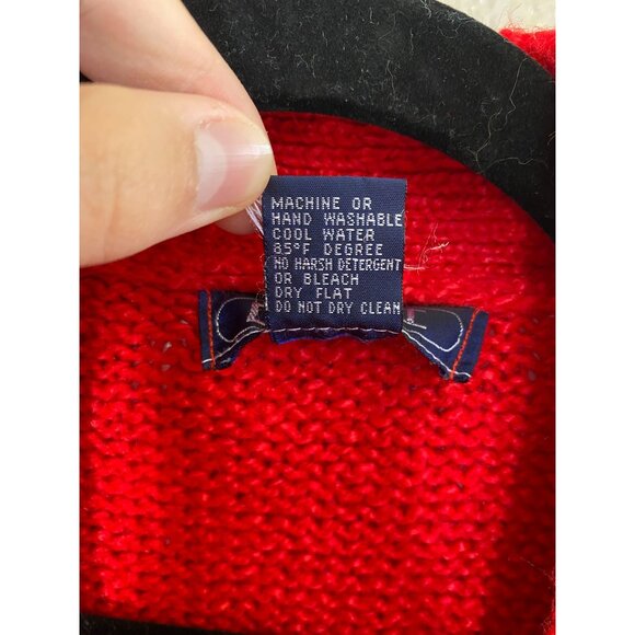 Vintage OHI Womens Red Cable Knit Cardigan Sweater Vest Size S Acrylic 1990s - Picture 4 of 6